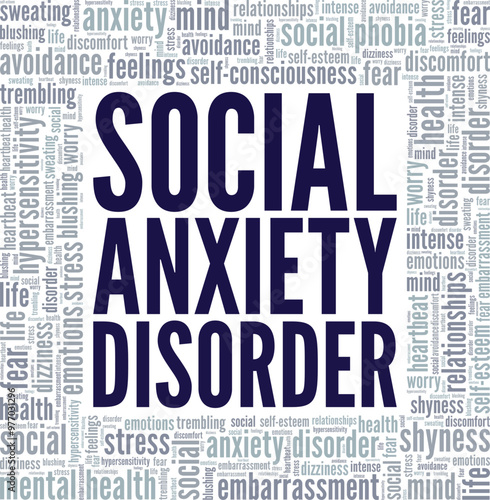 Social Anxiety Disorder word cloud conceptual design isolated on white background.