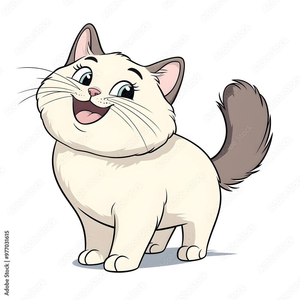 Playful Ragdoll Cats with Wagging Tails in Cartoon Style Playful Ragdoll Cats with Wagging Tails in Cartoon Style