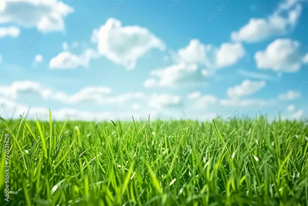 hermoso césped verde con cielo azul y nubes blancas hermoso césped verde con cielo azul y nubes blancas