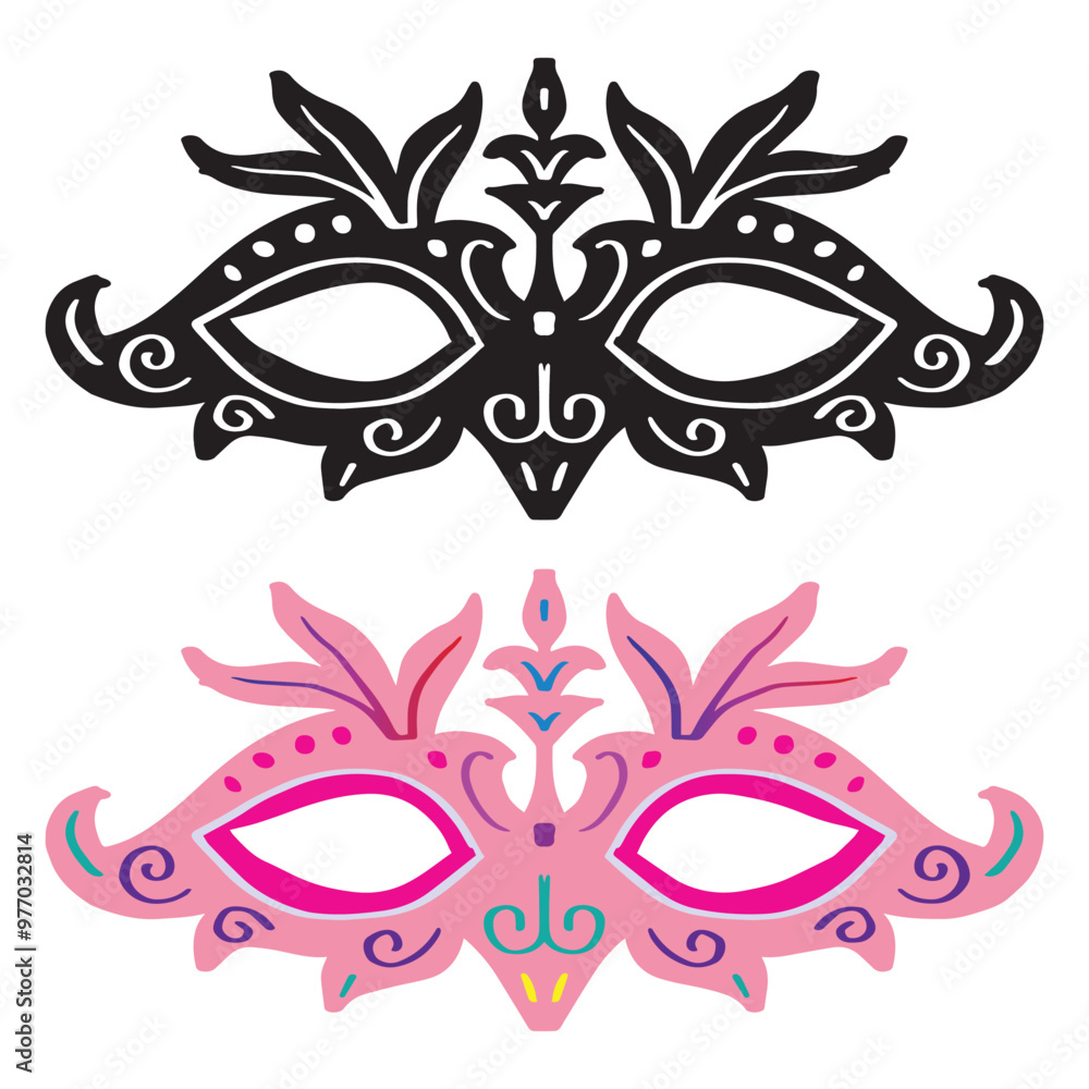 Carnival mask with feathers and ornaments. Vector illustration. Carnival mask with feathers and ornaments. Vector illustration.