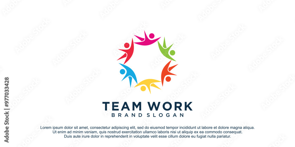 Fototapeta premium Team work icon vector logo design with creative unique concept Premium Vector