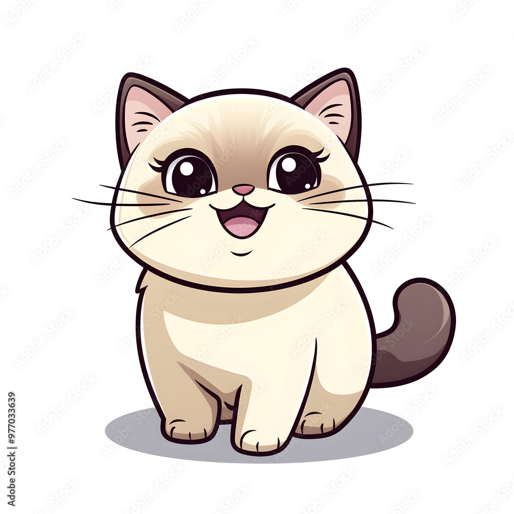 Playful Birman Cats in Chibi Style with Wagging Tails Pastel Colored Playful Birman Cats in Chibi Style with Wagging Tails Pastel Colored