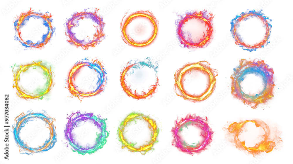 PNG flame ring element set, transparent background PNG flame ring element set, transparent background