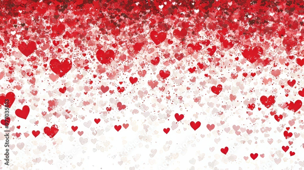 Raining Romance Valentines Day Background with Cascading Red Hearts and Love-Filled Design Raining Romance Valentines Day Background with Cascading Red Hearts and Love-Filled Design