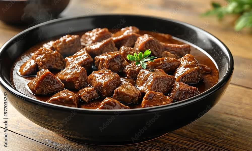 a square bowl of meat a square bowl of meat