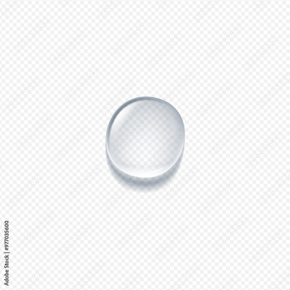 Realistic transparent water drop, vector 3D glass liquid overlay effect, volume round aqua droplet, glossy gel bubble Realistic transparent water drop, vector 3D glass liquid overlay effect, volume round aqua droplet, glossy gel bubble