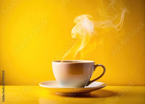 Good morning sunshine, start your day with a steaming cup of coffee and a burst of vibrant yellow energy embracing your morning moments. photo