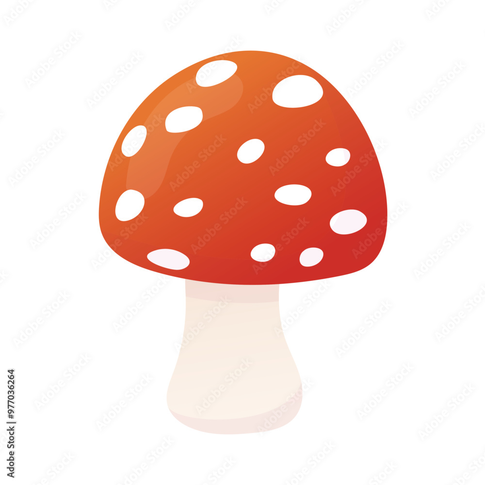 Little cute fly agaric cartoon illustration. Poisonous mushroom. Isolated on white. Little cute fly agaric cartoon illustration. Poisonous mushroom. Isolated on white.
