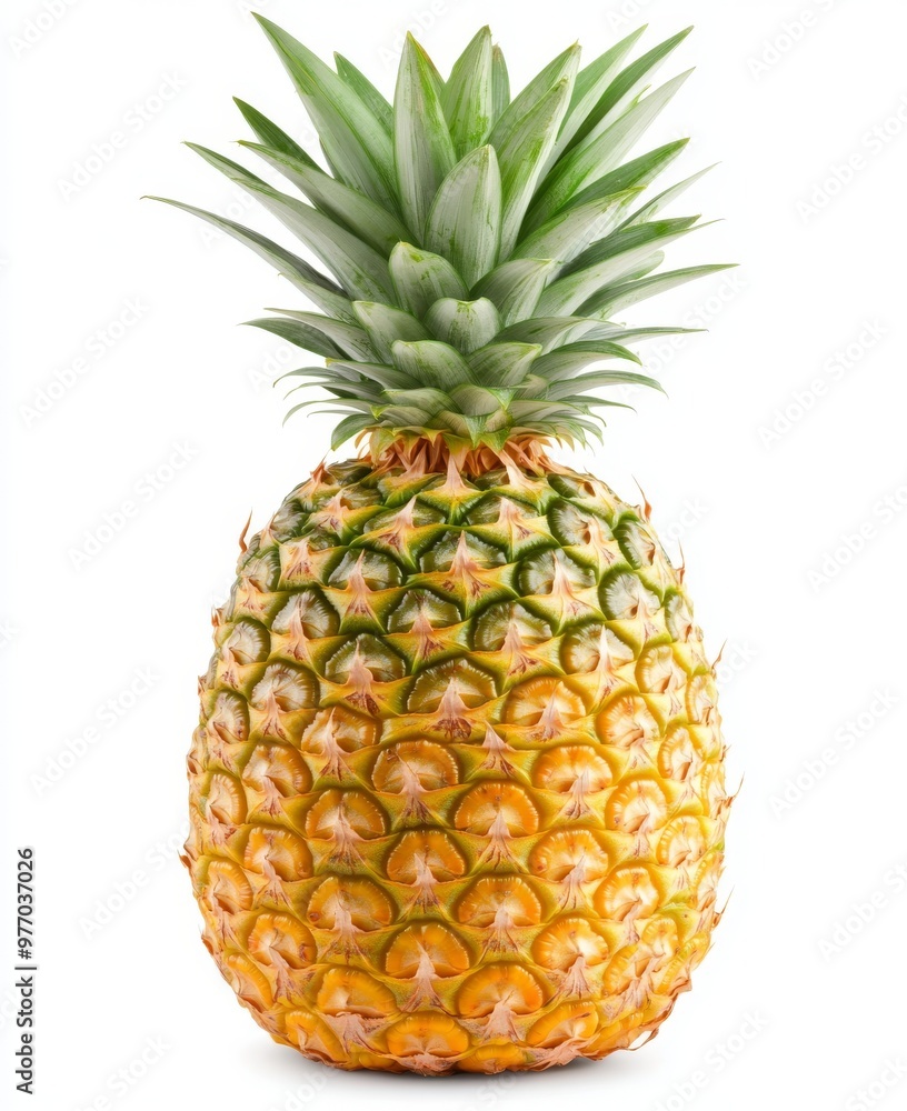 Ananas fruit, ripe, focused, isolated, white background. Juicy fruits healthy vitamin diet, sweet food design. Tasty raw whole aranas with full depth of field and high resolution retouching. Ananas fruit, ripe, focused, isolated, white background. Juicy fruits healthy vitamin diet, sweet food design. Tasty raw whole aranas with full depth of field and high resolution retouching.