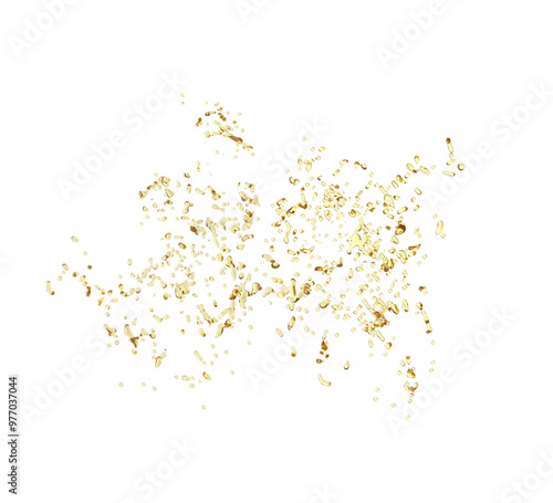 oil, yellow water, lemon, olive oil drops on transparent background