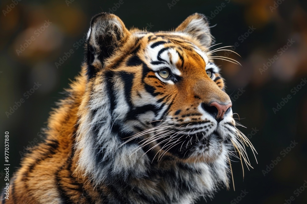 Majestic Tiger Portrait in Golden Hour Light with Bokeh Background Majestic Tiger Portrait in Golden Hour Light with Bokeh Background
