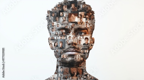Portrait of a Man Composed of Multiple Faces Collage