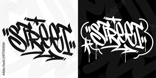 Modern Trendy Word Street Abstract Hip Hop Hand Written Graffiti Urban Style Vector Illustration