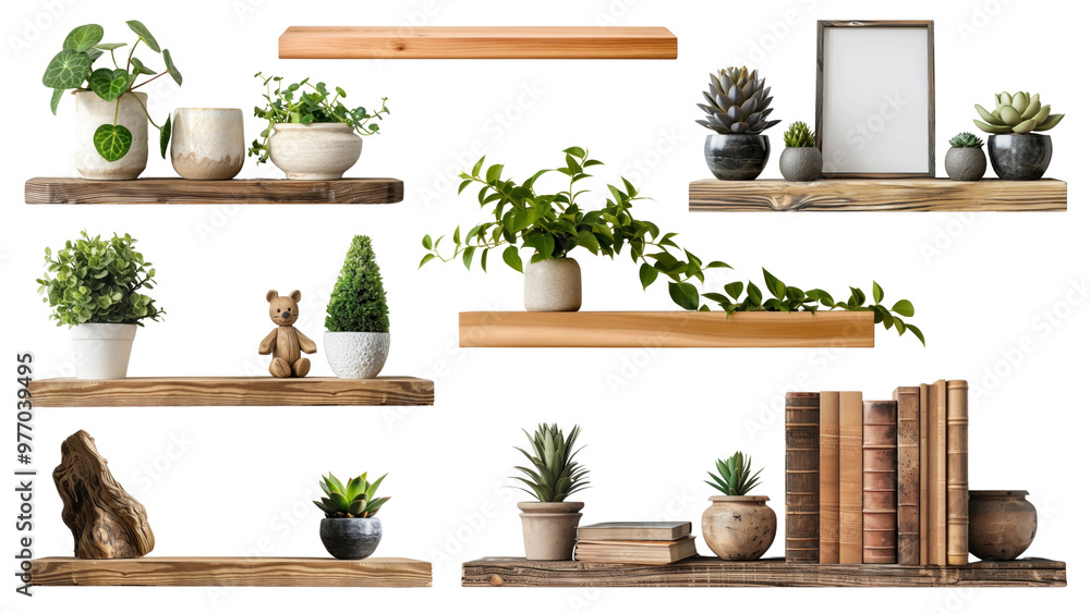 PNG barn wood shelf element set, transparent background PNG barn wood shelf element set, transparent background