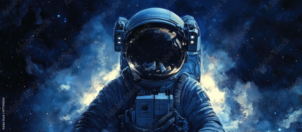 Astronaut navigating through darkness Mixed media artwork Astronaut navigating through darkness Mixed media artwork