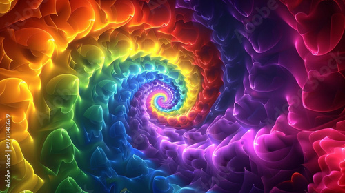 Vibrant Rainbow Spiral in Abstract Art