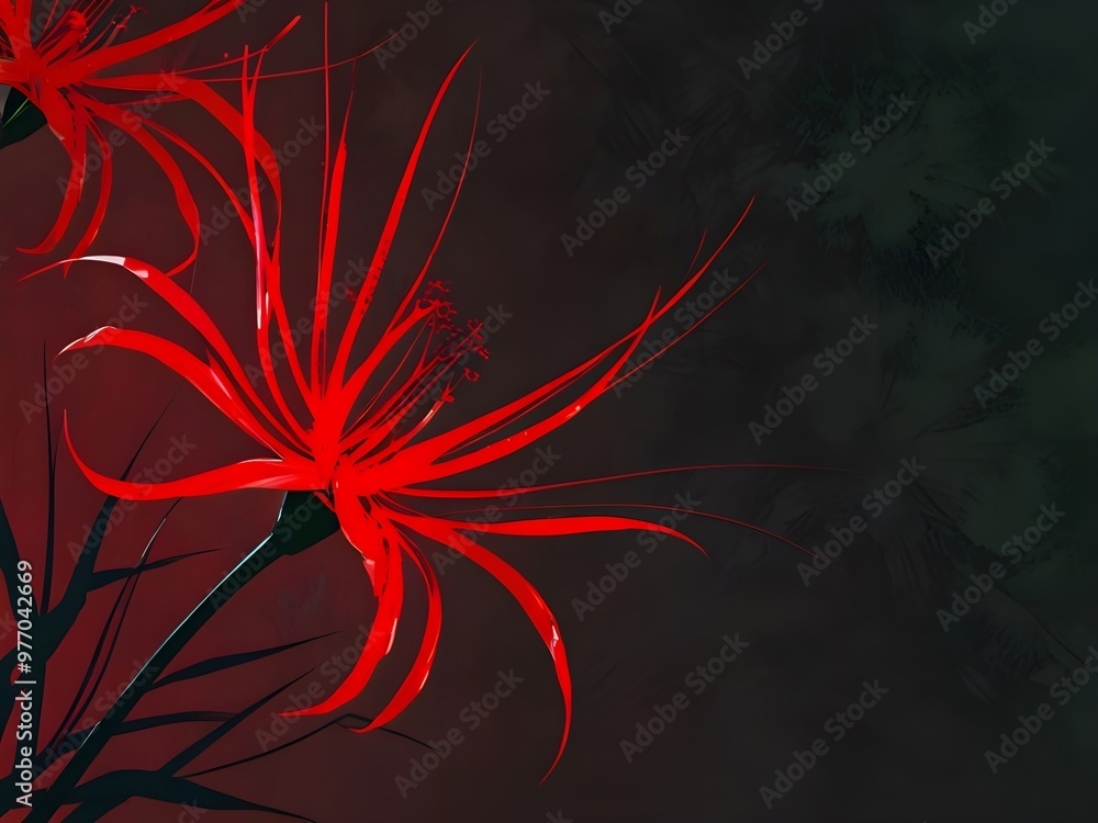 Red Spider Lily on Dark Background Red Spider Lily on Dark Background