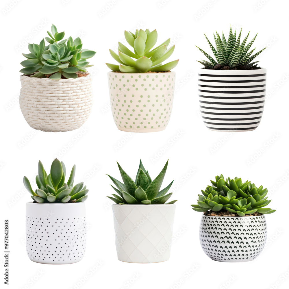 PNG potted succulent element set, transparent background PNG potted succulent element set, transparent background