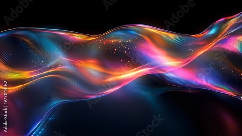 Abstract Iridescent Visual on Black Background