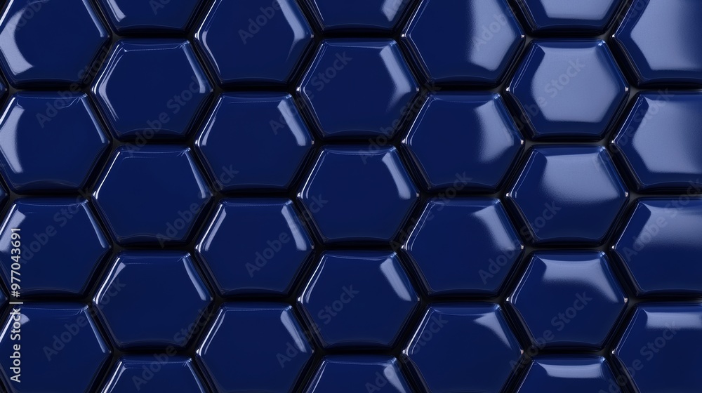 Tile background with a blue tone. Polished tile wallpaper with hexagonal blocks with a futuristic feel. 3D rendering. Tile background with a blue tone. Polished tile wallpaper with hexagonal blocks with a futuristic feel. 3D rendering.
