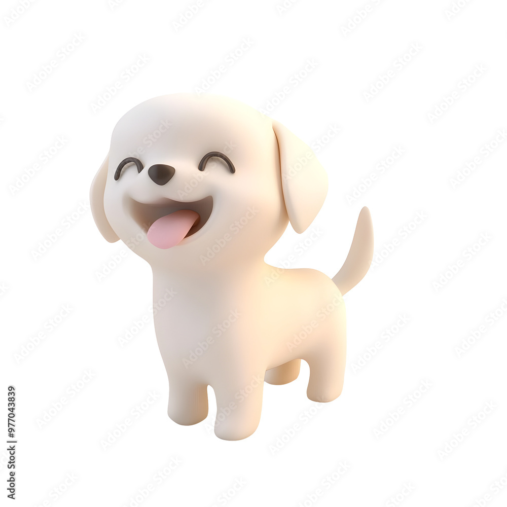 Adorable 3D Rendered Maltese Puppy with Wagging Tail in Pastel Colors on Clean White Background Adorable 3D Rendered Maltese Puppy with Wagging Tail in Pastel Colors on Clean White Background