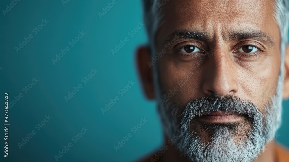 A mature man with a distinguished gray beard stares into the camera with calm determination against a muted background, reflecting wisdom and silent strength. A mature man with a distinguished gray beard stares into the camera with calm determination against a muted background, reflecting wisdom and silent strength.