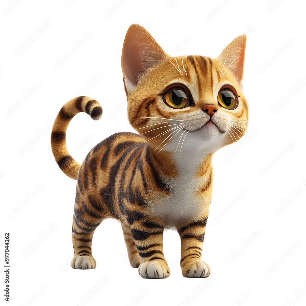 Playful and Happy Bengal Cat with Wagging Tail in Pastel 3D Render Playful and Happy Bengal Cat with Wagging Tail in Pastel 3D Render