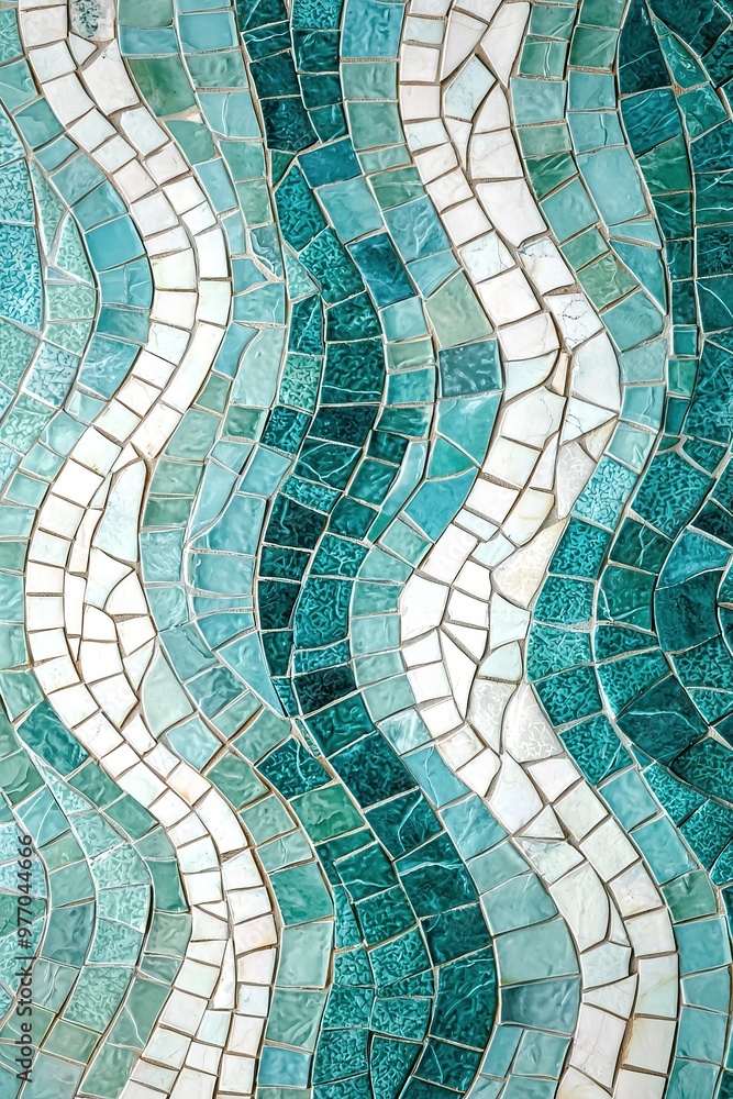 vertical closeup wall with luxury mosaic tiles in blue colors wavy ornament vertical closeup wall with luxury mosaic tiles in blue colors wavy ornament