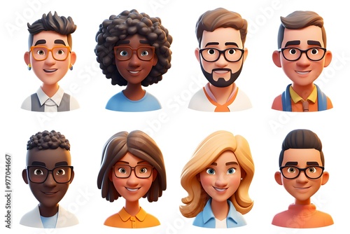 Wallpaper Mural A collection of 3D portraits featuring young people of different sexes, perfect for character creation in computer games, offering diversity and realistic customization options. Torontodigital.ca