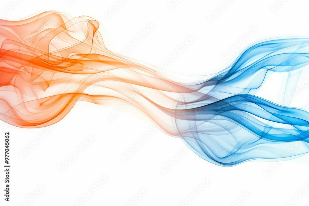 blue and orange smooth smoke wave isolated on white, MZ blue and orange smooth smoke wave isolated on white, MZ