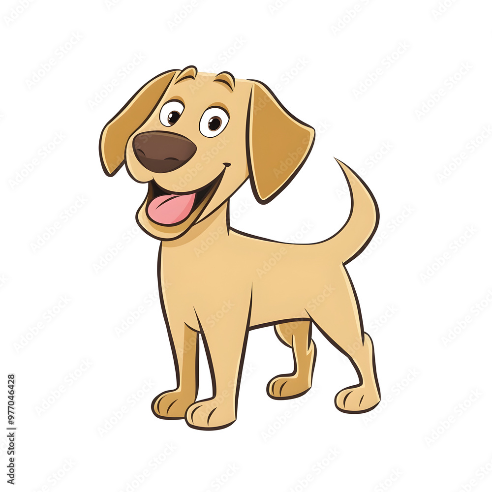A Playful and Cheerful Cartoon Pup with a Wagging Tail in Pastel Colors A Playful and Cheerful Cartoon Pup with a Wagging Tail in Pastel Colors