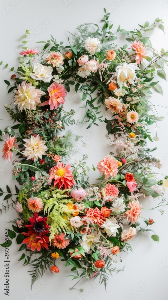 Naklejka premium oval flower arrangement flora bouquet for wedding and decoration white background