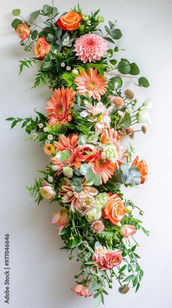 Obraz premium oval flower arrangement flora bouquet for wedding and decoration white background
