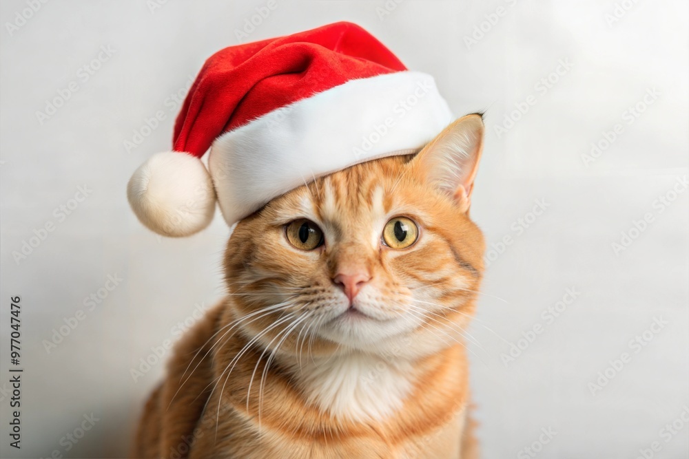 ginger cat, Santa hat, Christmas cat, holiday theme, Ginger Cat Wearing Santa Hat for Christmas Theme ginger cat, Santa hat, Christmas cat, holiday theme, Ginger Cat Wearing Santa Hat for Christmas Theme