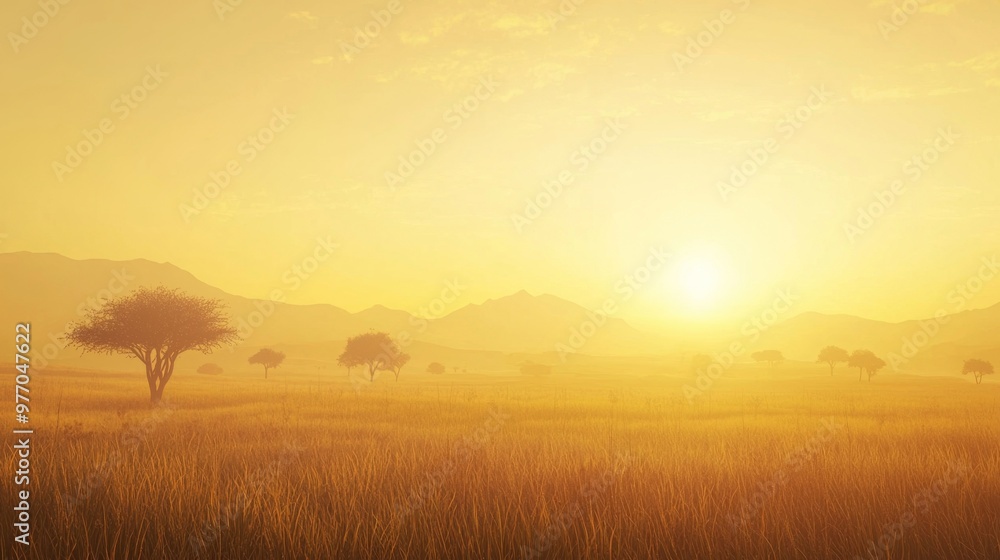 Fototapeta premium Breathtaking Sunset Over the Sprawling Savanna in Africa