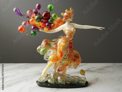 Glass figurine of an girl with a flower photo