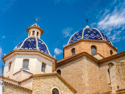 Church of Our Lady of Consolation of Altea with two domes made of typical Levantine blue tiles, Spain