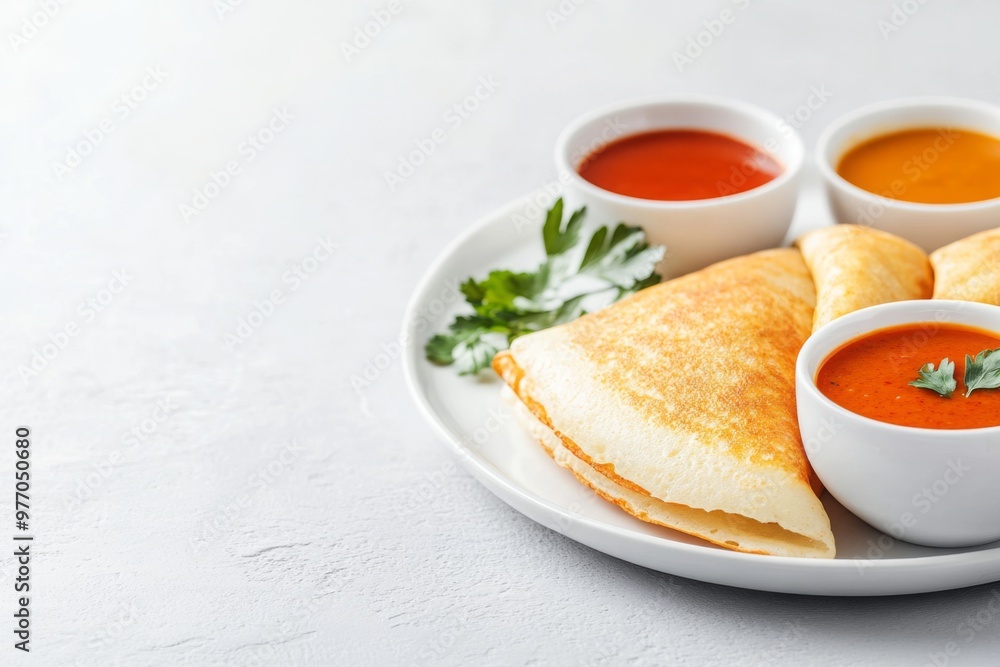 Delicious South Indian Dosa with Three Dips Delicious South Indian Dosa with Three Dips