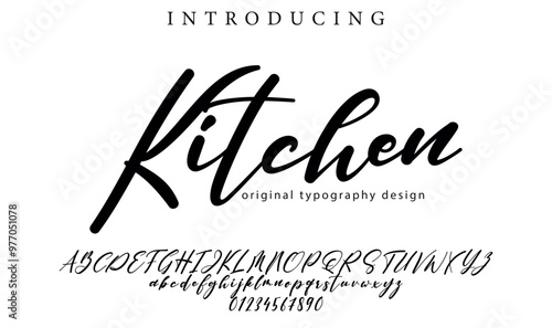 Kitchen Font Stylish brush painted an uppercase vector letters, alphabet, typeface