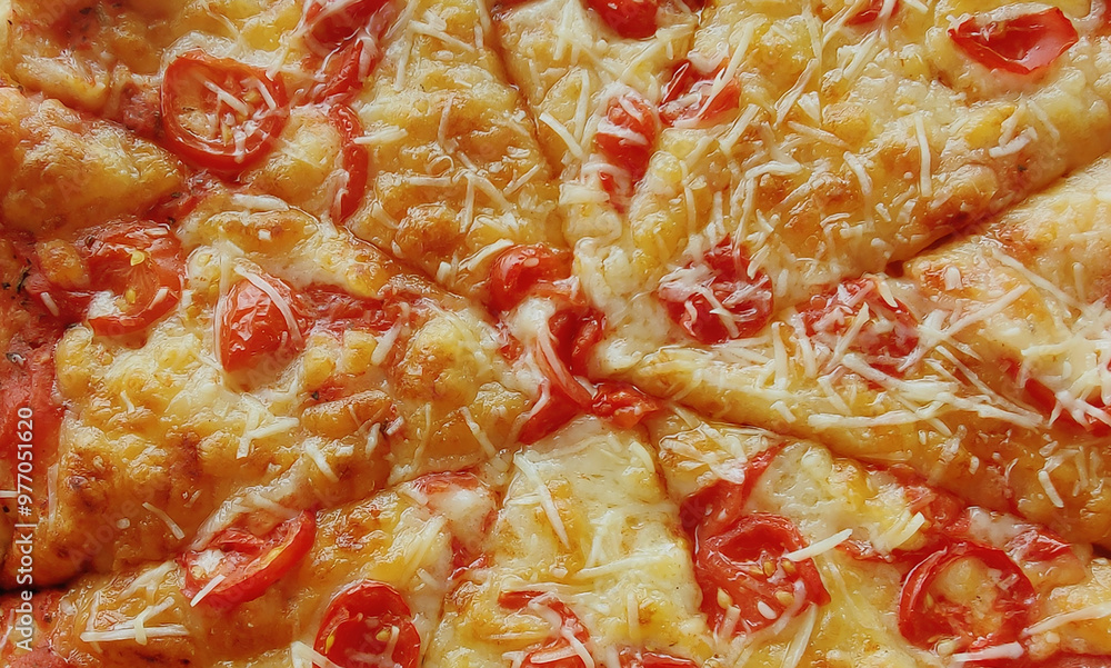 Pizza close-up with vegetables and cheese. Italian dishes. Food concept Pizza close-up with vegetables and cheese. Italian dishes. Food concept