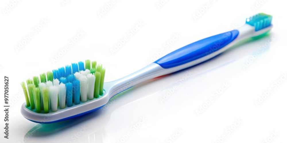Blue and Green Toothbrush on White Background, toothbrush, hygiene, dental care Blue and Green Toothbrush on White Background, toothbrush, hygiene, dental care