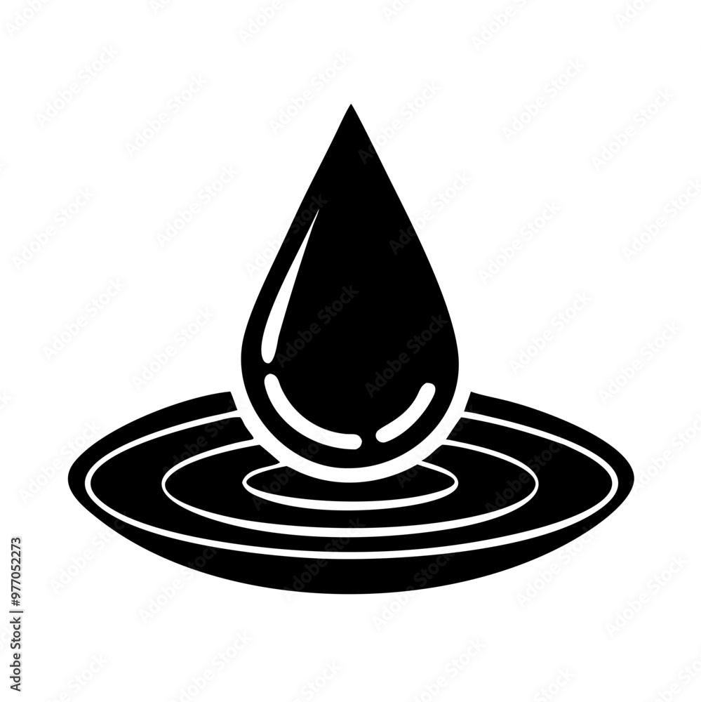 Water Drop Icon in Black and White, Simple Nature and Clean Water Symbol Water Drop Icon in Black and White, Simple Nature and Clean Water Symbol