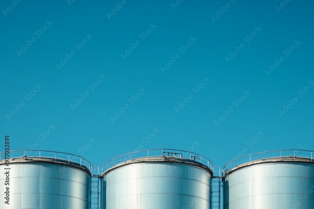 Industrial Silos Against a Blue Sky