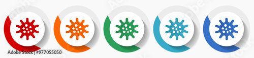 Virus, coronavirus, covid-19, infection vector icon set, flat icons for logo design, webdesign and mobile applications, colorful round buttons