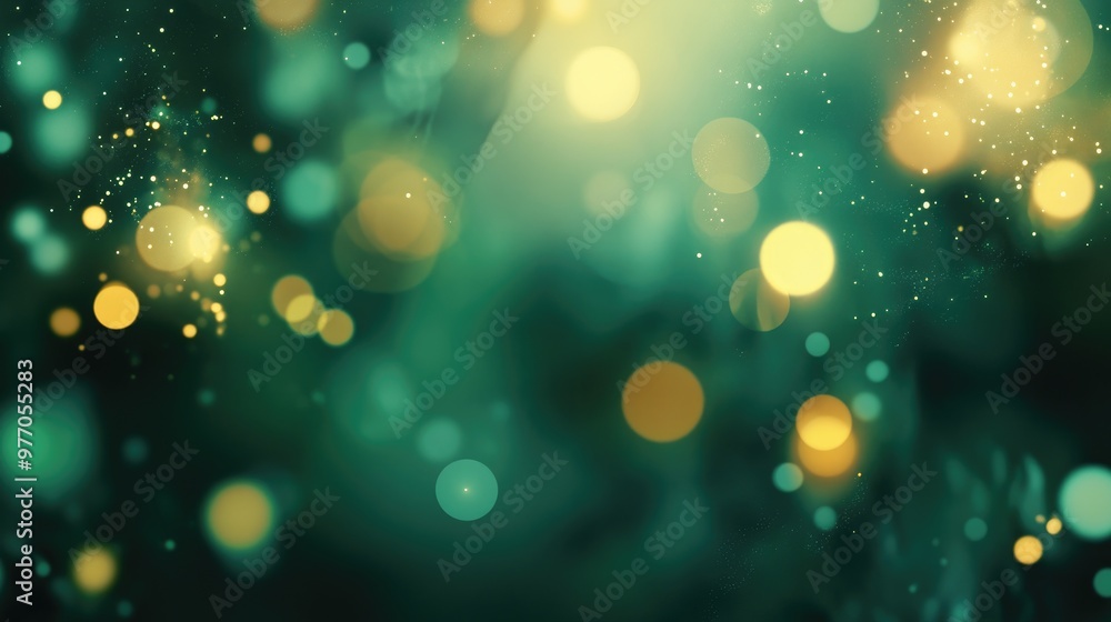 Line art illustration featuring blur and bokeh effects with a green color palette Line art illustration featuring blur and bokeh effects with a green color palette