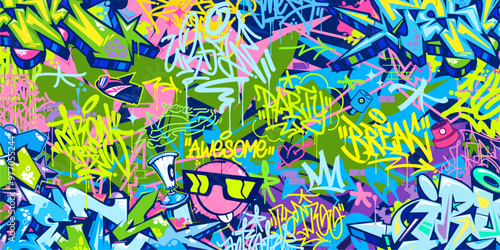 Cool Trendy Abstract Hip Hop Urban Street Art Graffiti Style Vector Illustration Background Banner