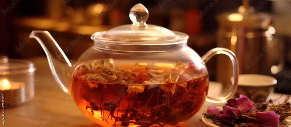 Herbal Tea in Glass Teapot Herbal Tea in Glass Teapot