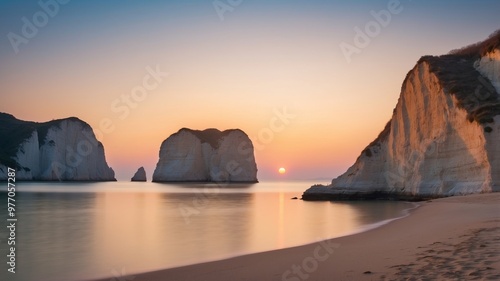 Tranquil Dawn at the Limestone Cliffs Bay. photo