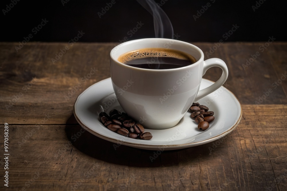 A cup of coffee on a plate A cup of coffee on a plate