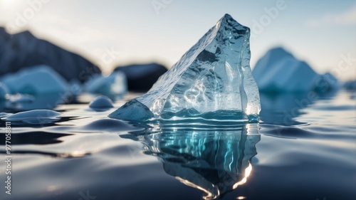 iceberg reflection on the water surface from below. photo